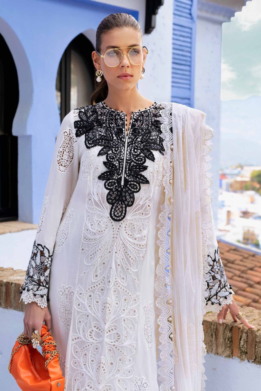 Maria B 3 Piece Unstitched Embroidered Paper Cotton Suit | D-2505-A - Image 2