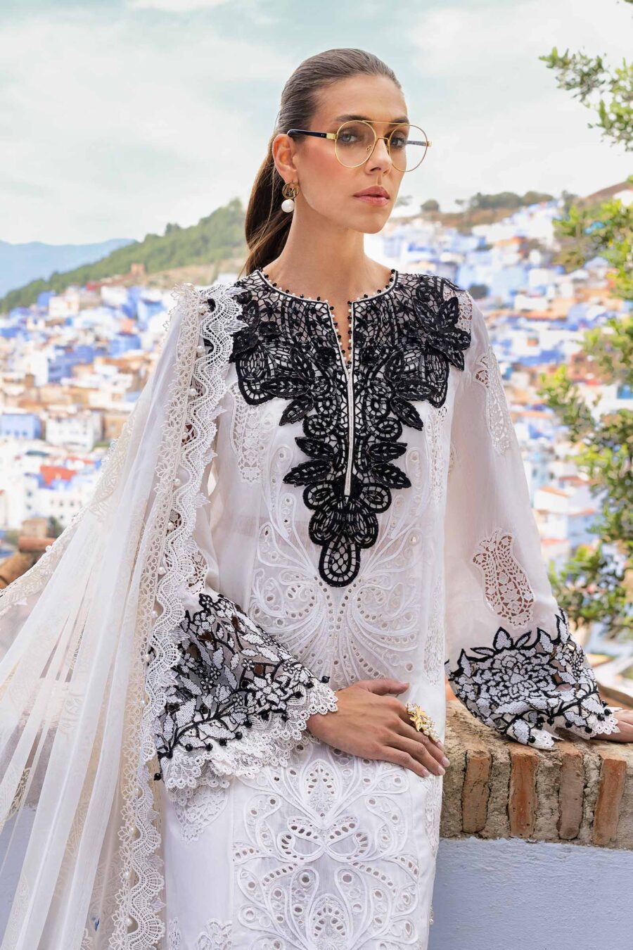 Maria B 3 Piece Unstitched Embroidered Paper Cotton Suit | D-2505-A - Image 3