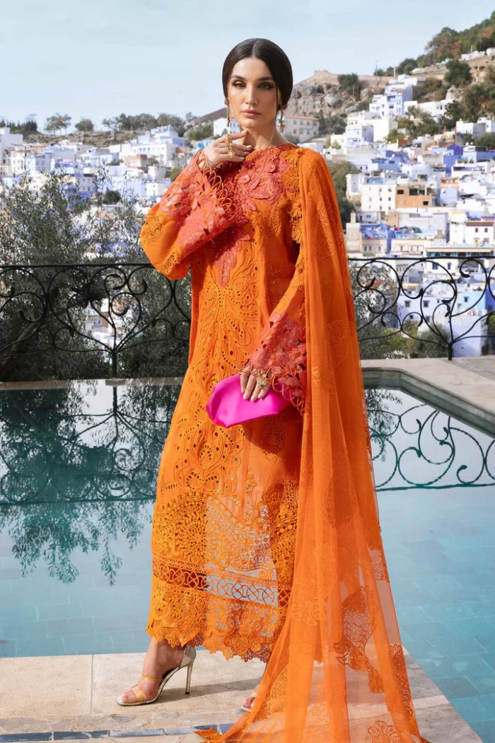 Maria B 3 Piece Unstitched Embroidered Paper Cotton Suit | D-2505-B